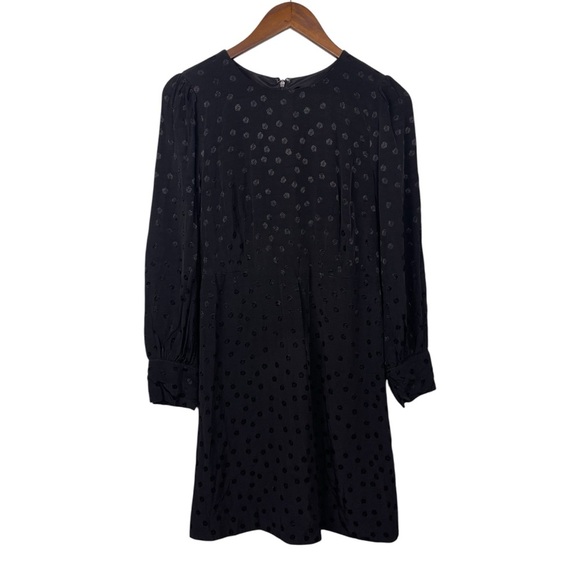 J. Crew Black Shift Jacquard Floral Dot A-Line Dress - Picture 2 of 9